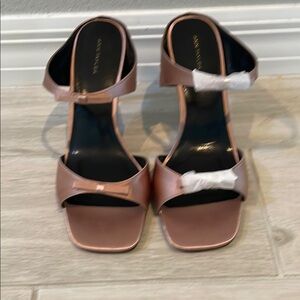 Ann Taylor Blush Satin Heels with Bow